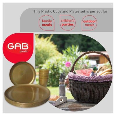 Reusable Plastic Cup and Plate set, Pack of 30, Unbreakable Tableware, BPA-free