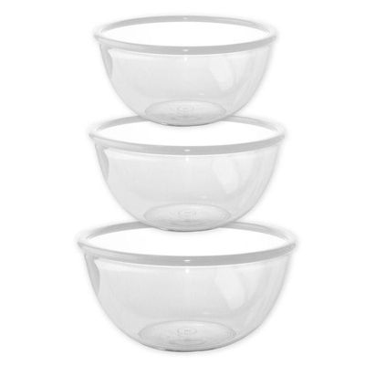 GAB Plastic, Salad Bowl, Set of 3, Small medium and large mixing bowl and serving bowl, Kitchen tool, Great for serving salad, fruits, popcorn, or chips, Sturdy and durable, Made from BPA-free Plastic