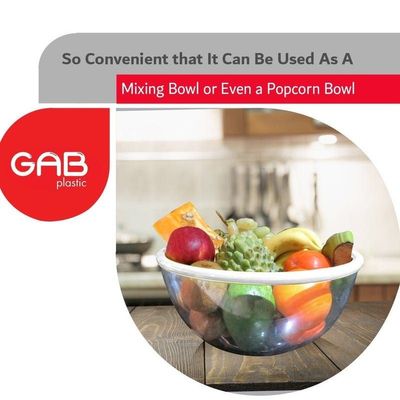 GAB Plastic, Salad Bowl, Set of 3, Small medium and large mixing bowl and serving bowl, Kitchen tool, Great for serving salad, fruits, popcorn, or chips, Sturdy and durable, Made from BPA-free Plastic