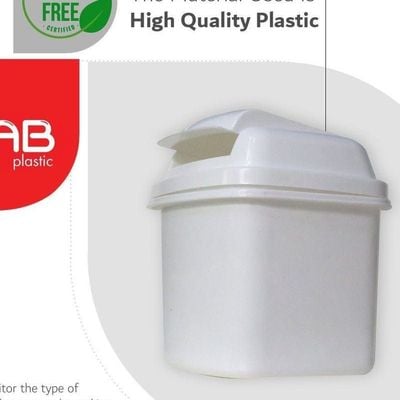 GAB Plastic, Table Bin With Flip Lid, 1.8 Liters, Set of 2, Plastic Trash Can, for Desks and Tables, Recycled Plastic, Sturdy and Durable.