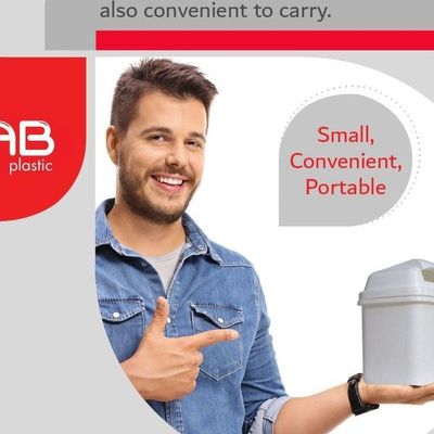 GAB Plastic, Table Bin With Flip Lid, 1.8 Liters, Set of 2, Plastic Trash Can, for Desks and Tables, Recycled Plastic, Sturdy and Durable.