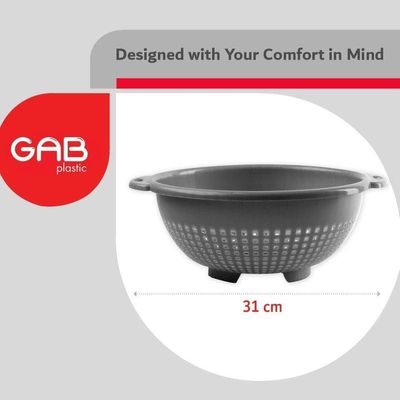 "GAB Plastic, Colander, Silver, Kitchen Drain Colander, Food Strainer Kitchen and Cooking Accessory,  Cleaning, Washing and Draining Fruits and Vegetables, Made from BPA-free Plastic"