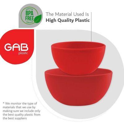 GAB Plastic, Salad Bowl, Set of 2, Medium and large mixing bowl and serving bowl, Kitchen tool, Great for serving salad, fruits, popcorn, or chips, Sturdy and durable, Made from BPA-free Plastic