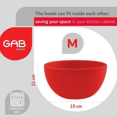 GAB Plastic, Salad Bowl, Set of 2, Medium and large mixing bowl and serving bowl, Kitchen tool, Great for serving salad, fruits, popcorn, or chips, Sturdy and durable, Made from BPA-free Plastic