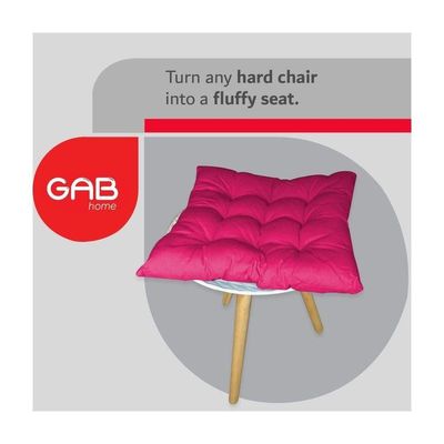 GAB Home, Chair Cushion 42 X 42cm, Pack of 4, Cushion for Plastic Chair, Cushion for Wooden Chair, Cushion with Ties, Thick Cushion, Square Cushion, Chair Pillow, Colorful Cushion, Cotton (Pink)
