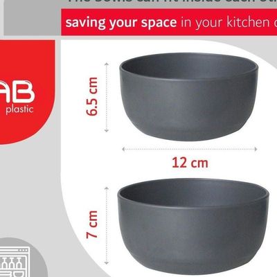 GAB Plastic, Bowl, Set of 4 Bowls of Different Sizes, Medium Serving Bowl, Kitchen Tool, Great for Serving Salad, Fruits, Popcorn, or Chips, Sturdy and Durable, Made from BPA-free Plastic