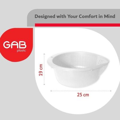 GAB Plastic, Rice Colander, White, Kitchen Drain Colander, Food Strainer Kitchen and Cooking Accessory, Cleaning, Washing and Draining Rice, Grains, Fruits and Vegetables, Made from BPA-free Plastic