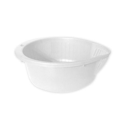 GAB Plastic, Rice Colander, White, Kitchen Drain Colander, Food Strainer Kitchen and Cooking Accessory, Cleaning, Washing and Draining Rice, Grains, Fruits and Vegetables, Made from BPA-free Plastic