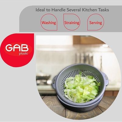 GAB Plastic, Colander with Bowl Set, Drain Colander and washing bowl, Food Strainer Kitchen Accessory, Detachable Colander,
Cleaning Washing, Mixing Fruits and Vegetables, Made from BPA-free Plastic