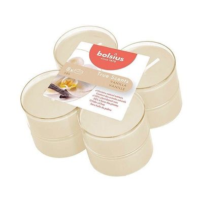 Pack of 8 True Scented Vanilla Maxi-Light Candles With Cups