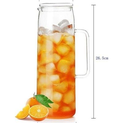 1CHASE Heat Resistant Borosilicate Water Jug With Lid Clear 1500ml