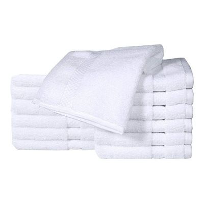 12-Piece Premium Hotel Salon Quality Face Towel White 13 X 13inch