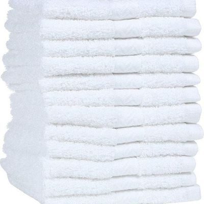 12-Piece Premium Hotel Salon Quality Face Towel White 13 X 13inch