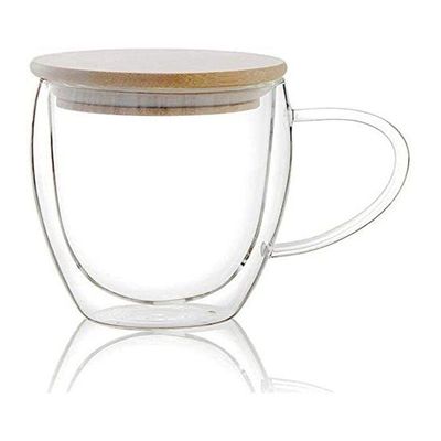 1CHASE Double Walled Coffee Cups With Handle And Lid  250ml