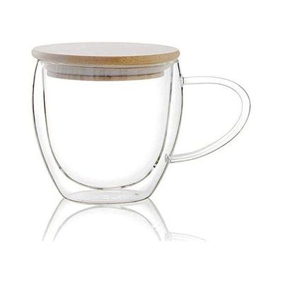 1CHASE Double Walled Coffee Cups With Handle Lid Set Includes 1xLarge 450ml, 1xMedium 350ml, 1xSmall 250ml , 3Pcs Set