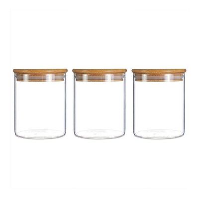 1CHASE  Food  Storage Jar With Bamboo Lid Set of 3, 500ml