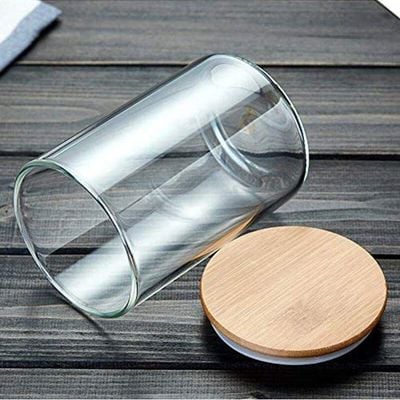 1CHASE  Food  Storage Jar With Bamboo Lid Set of 3, 500ml