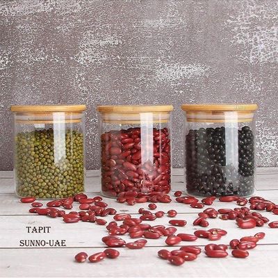 1CHASE  Food  Storage Jar With Bamboo Lid Set of 3, 500ml