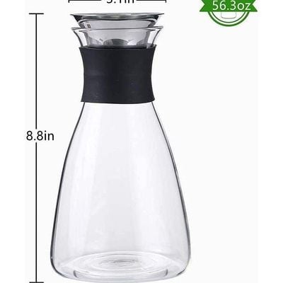 1CHASE Borosilicate Water Carafe With Stainless Steel Flow Lid  1600ML
