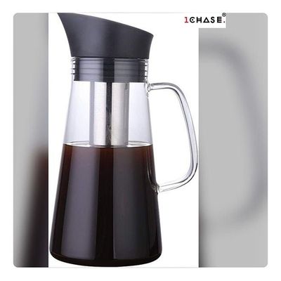 1CHASE Drip-free Carafe With Handle And Stainless Steel Flip-Top Lid Built In Infuser 1200 ML