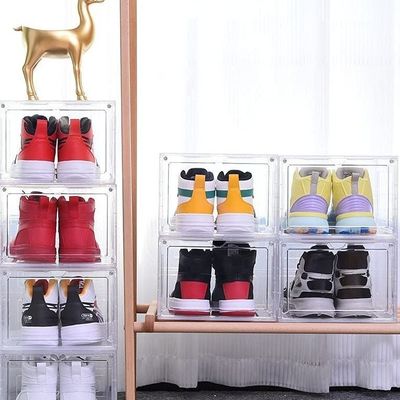 1CHASE Stackable Transparent Shoe Storage Box, Front Open 6Pcs Set