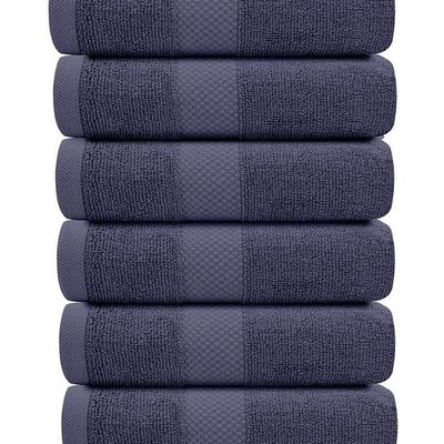 Luxury Hand Towels Cotton Hotel spa Bathroom Towel 16x30  Set Of 6 Navy Blue