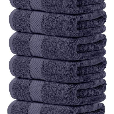 Luxury Hand Towels Cotton Hotel spa Bathroom Towel 16x30  Set Of 6 Navy Blue