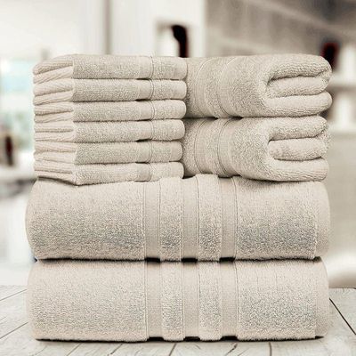 Buy Set of 10 Zofty Bathroom Towel Set 2 Bath Towels 2 Hand Towels and 6 Washcloths Hotel Quality and Spa Towels Ivory 600 GSM Online Danube Home UAE