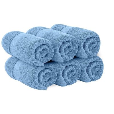 Luxury Hand Towels Cotton Hotel spa Bathroom Towel 16x30  Set Of 6 Light Blue