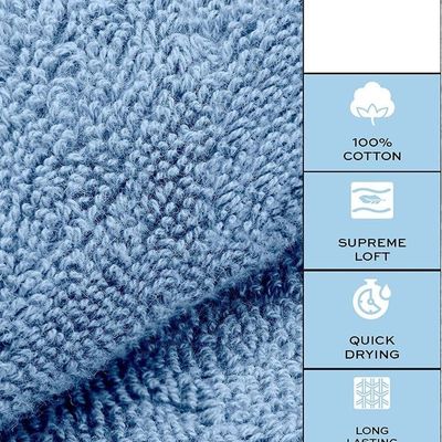 Luxury Hand Towels Cotton Hotel spa Bathroom Towel 16x30  Set Of 6 Light Blue