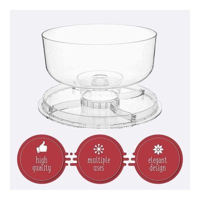 1CHASE 3 in 1 Acrylic  Multi-Function Cake Stand With Dip Bowl And Punch Bowl