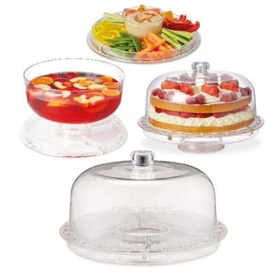 1CHASE 3 in 1 Acrylic  Multi-Function Cake Stand With Dip Bowl And Punch Bowl