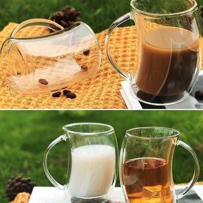 1CHASE  Double Wall Wave Drinking Cup with Handle 2Pcs Set 250 ML