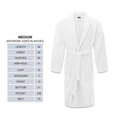 Terry  Shawl Collar Bathrobe With Slippers for Women and Men Lightweight Robe White Medium