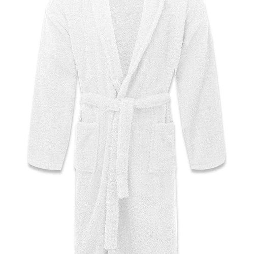 Terry  Shawl Collar Bathrobe With Slippers for Women and Men Lightweight Robe White Medium