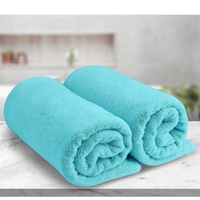 Oversized Bath  Sheets , AR Linen Soft Absorbent Large Towels Set Of 2  600GSM 76.2x152.4 CM Aqua