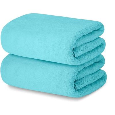 Oversized Bath  Sheets , AR Linen Soft Absorbent Large Towels Set Of 2  600GSM 76.2x152.4 CM Aqua