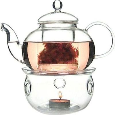 1CHASE Glass Teapot With Tea Warmer