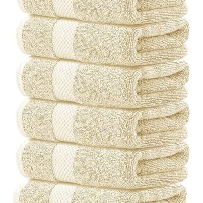 Luxury Hand Towels Cotton Hotel spa Bathroom Towel 16x30  Set Of 6 Beige