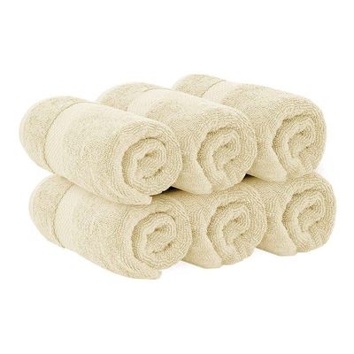 Luxury Hand Towels Cotton Hotel spa Bathroom Towel 16x30  Set Of 6 Beige