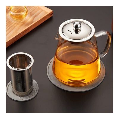 1CHASE Borosilicate Glass Teapot 950 ML With Double Wall Glass 50 ML pack of 6