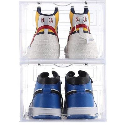 1CHSE Stackable Transparent Shoe Storage Box, Front Open 2Pcs Set