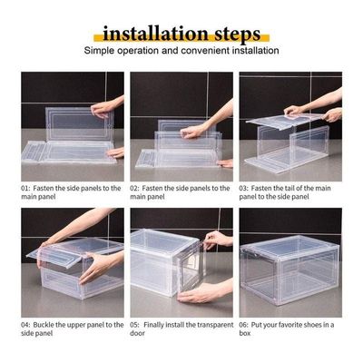 1CHSE Stackable Transparent Shoe Storage Box, Front Open 2Pcs Set