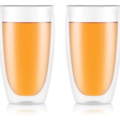 1CHASE Double Wall Borosilicate Coffee Juice Glass 450ML Set of 2