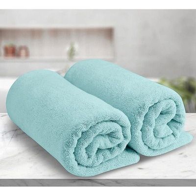 Oversized Bath Sheets, Soft Absorbent Large Towels Set Of 2  600GSM 76.2x152.4 CM Light Blue