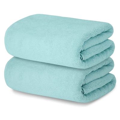 Oversized Bath Sheets, Soft Absorbent Large Towels Set Of 2  600GSM 76.2x152.4 CM Light Blue