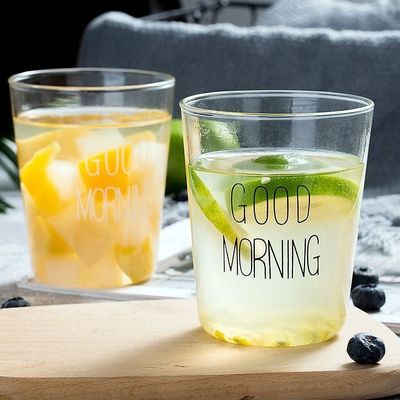 1CHASE Borosilicate Water Jug With Glass Lid 1500 ML and 2 Pcs Good Morning Printed Glass  Set