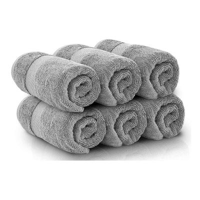 Luxury Hand Towels Cotton Hotel spa Bathroom Towel 16x30 Set Of 6  Grey