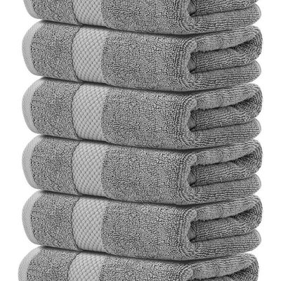 Luxury Hand Towels Cotton Hotel spa Bathroom Towel 16x30 Set Of 6  Grey