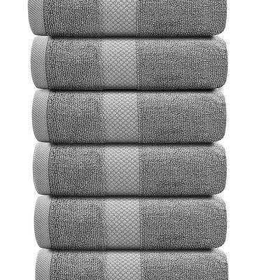 Luxury Hand Towels Cotton Hotel spa Bathroom Towel 16x30 Set Of 6  Grey